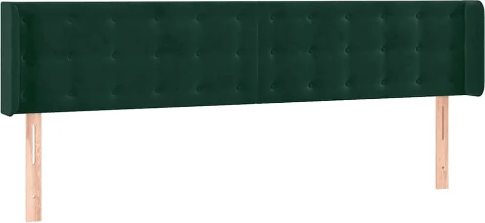 vidaXL Tăblie de pat cu aripioare verde închis 183x16x78/88 cm catifea