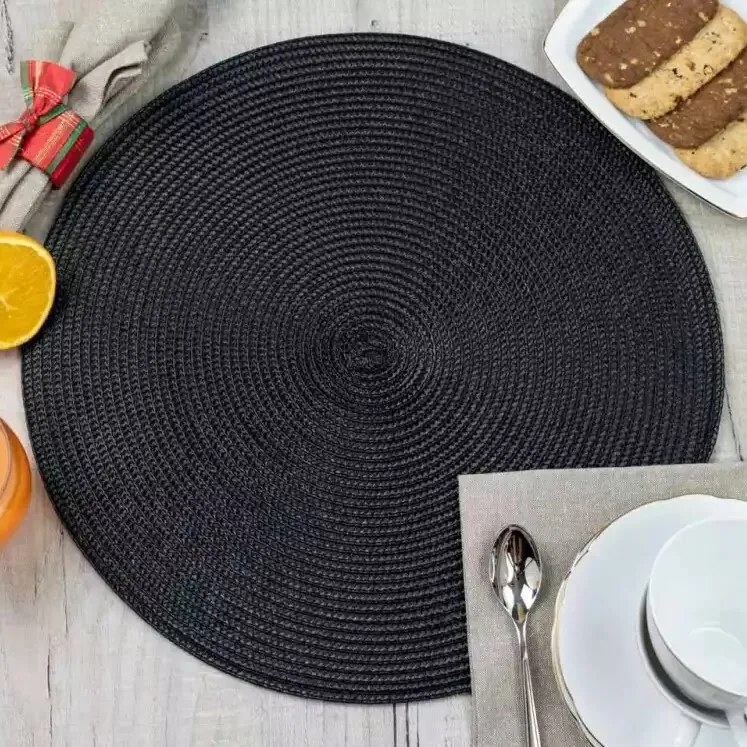 Suport de farfurie Altom Straw negru, diametru 38 cm, set de 4 buc.