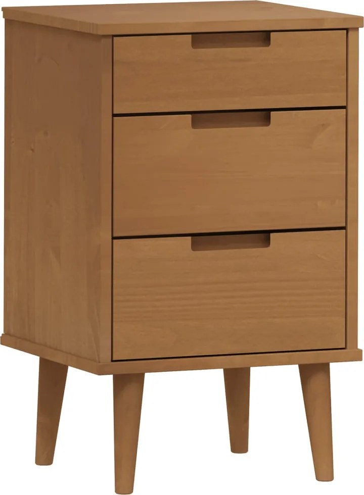 vidaXL Dulap noptieră "MOLDE", maro, 40x35x65 cm, lemn masiv de pin