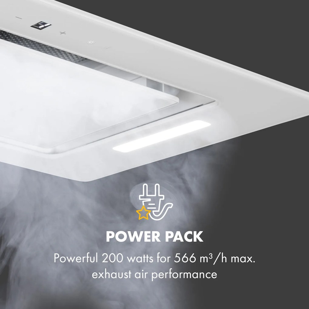 Hektor Eco, hota incorporabila, 52 cm, 566 m³ / h, panoul de control tactil, sticla, alba