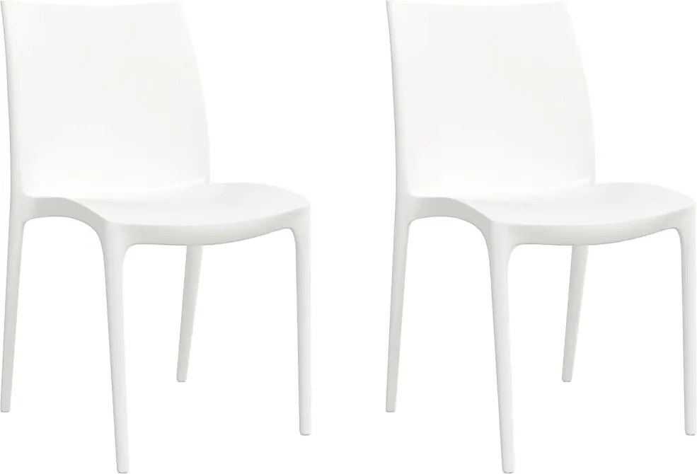 vidaXL Scaune de grădină, 2 buc., alb, 50x46x80 cm, polipropilenă