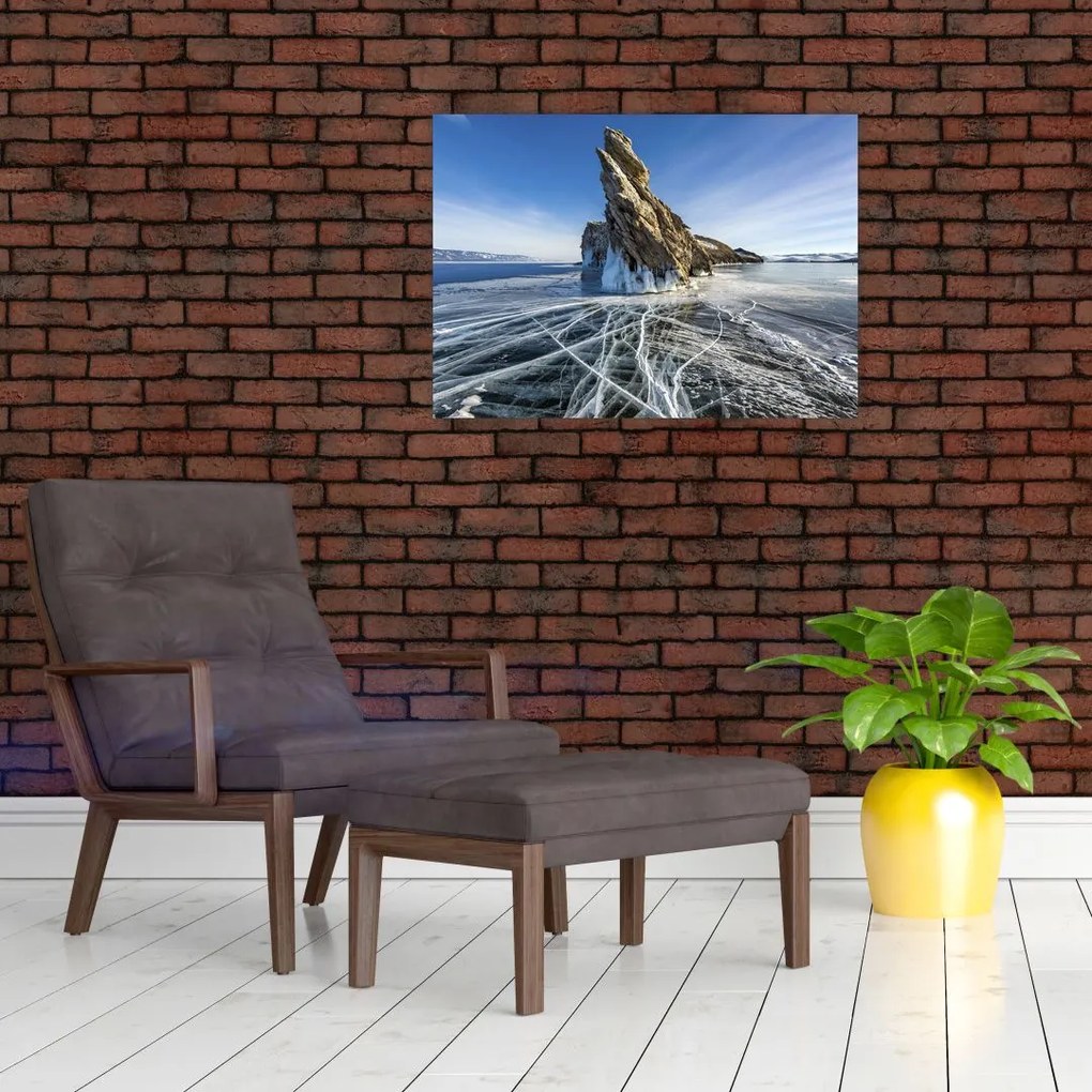 Tablou pe sticlă cu piatra înghețată (70x50 cm)