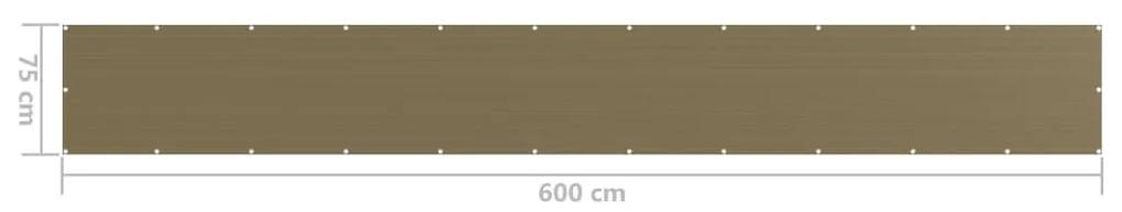 Paravan pentru balcon, gri taupe, 75x600 cm, HDPE Gri taupe, 75 x 600 cm