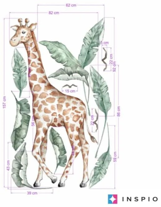 INSPIO Autocolante textile - Girafă din lumea SAFARI