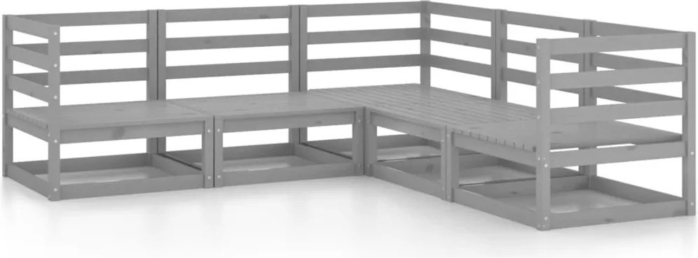 vidaXL Set mobilier de grădină, 5 piese, gri, lemn masiv de pin