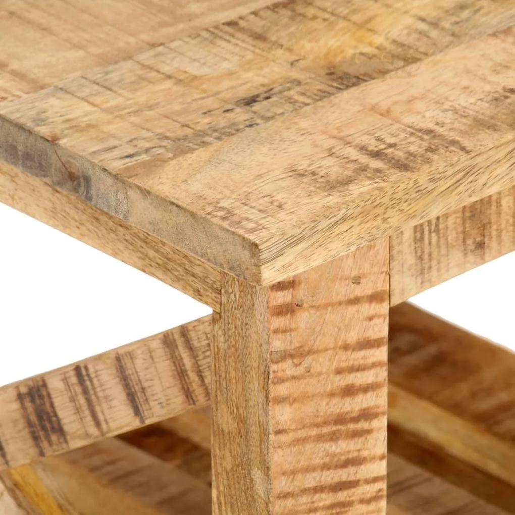 Masa laterala cu roti, 40 x 40 x 42 cm, lemn de mango nefinisat