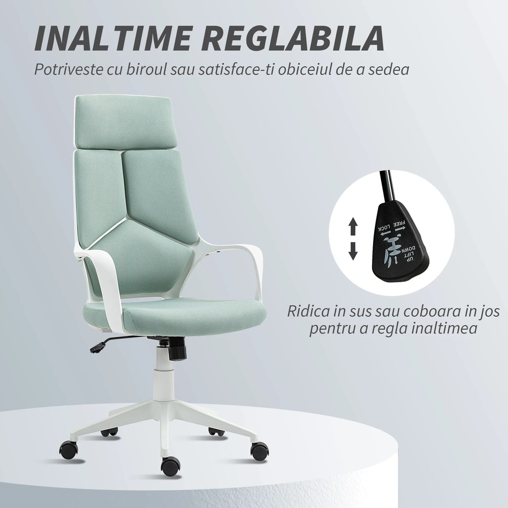 HOMCOM Scaun pentru Birou sau Gaming în Material Textil cu Spătar Înalt Verde | Aosom Romania
