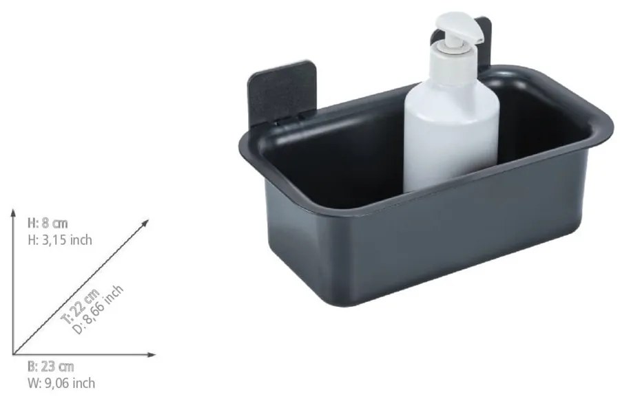 Raft pentru baie negru autoadeziv din plastic Parma – Allstar