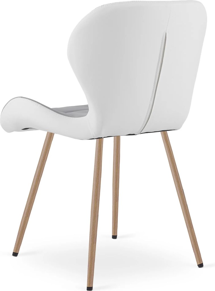 Scaun de dining MANGO din piele ecologica, gri-alb