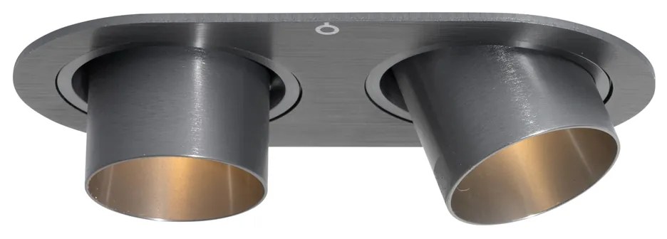 Set de 6 spoturi încastrate Gunmetal GU10 35mm Înclinabile cu 2 lumini - Installa