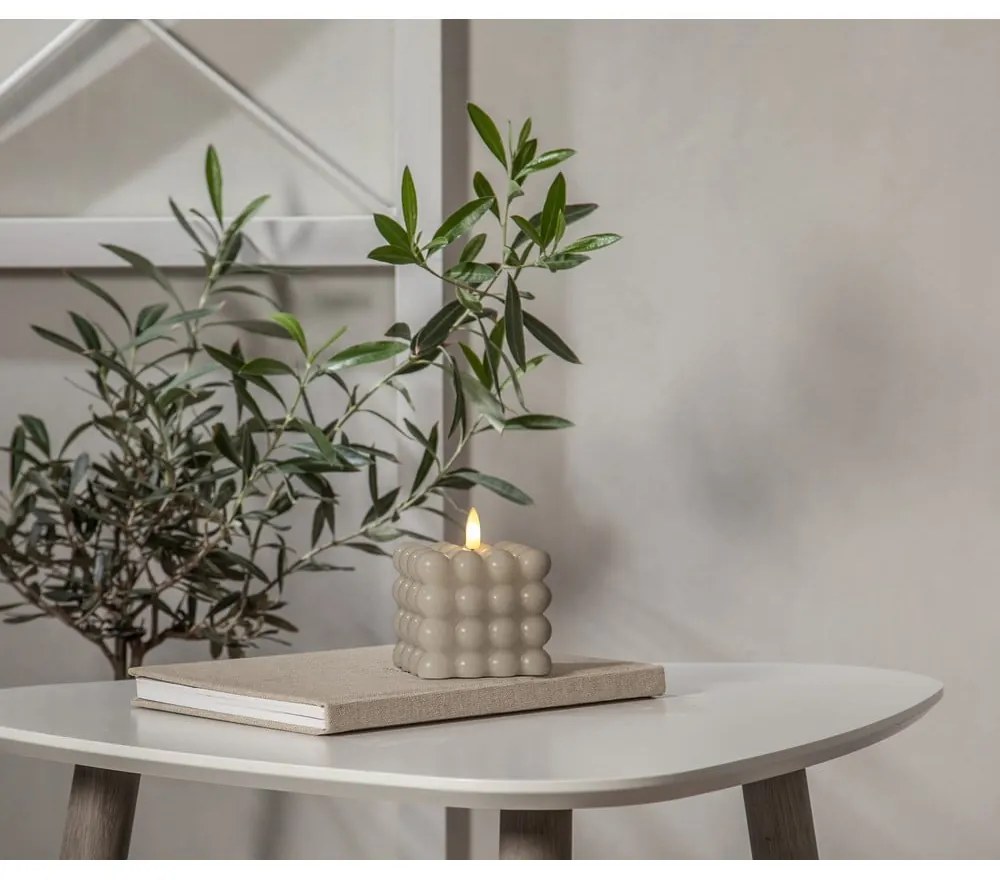 Lumânare cu LED din ceară bej Star Trading Flamme Dot, înălțime 9,5 cm