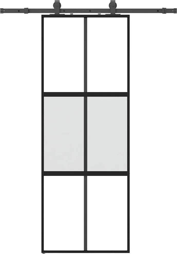 vidaXL Ușă glisantă cu set feronerie neagră 76x205cm sticlă securizată