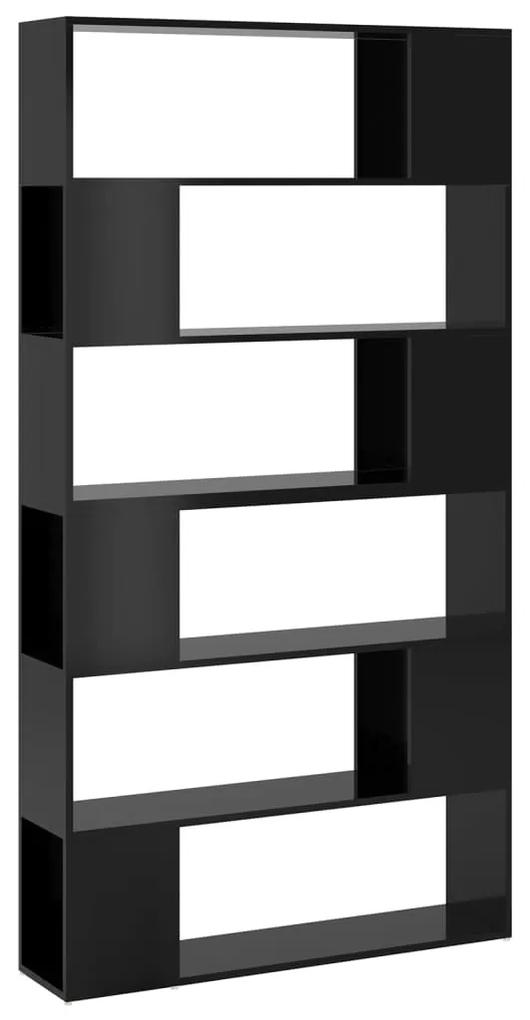 Biblioteca Separator camera, negru extralucios, 100x24x188 cm 1, negru foarte lucios