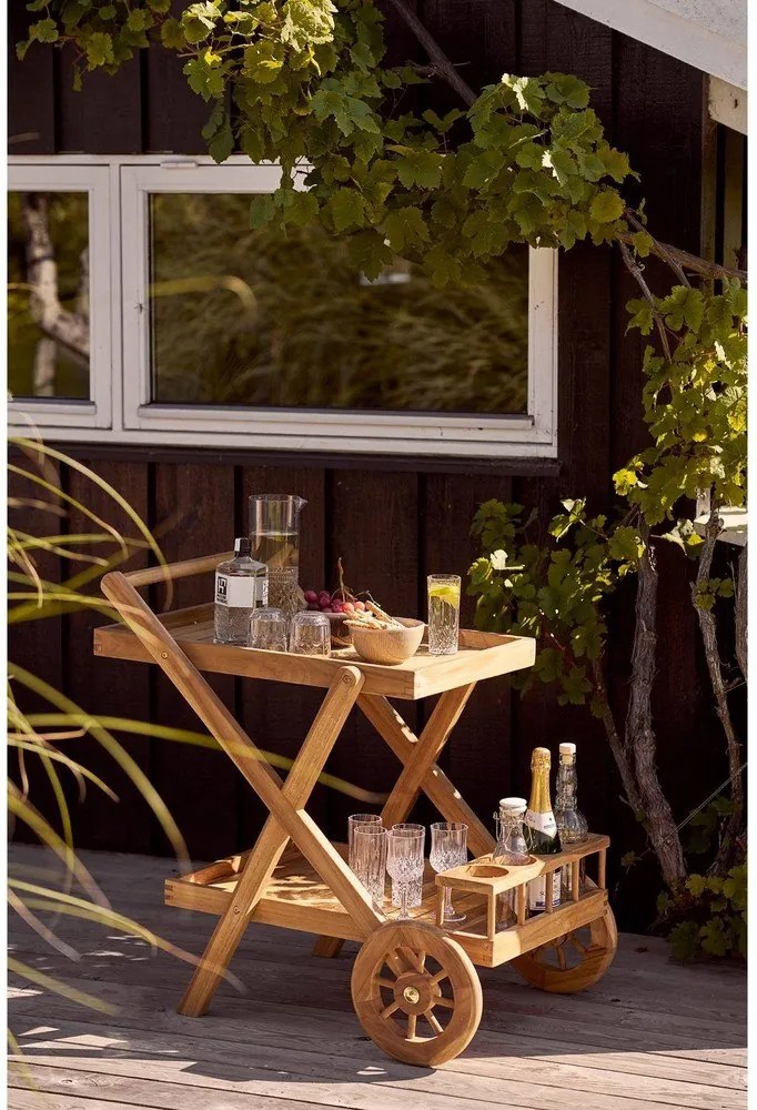 Măsuță de servire cu roți din lemn masiv 50x86 cm Pasaku – House Nordic