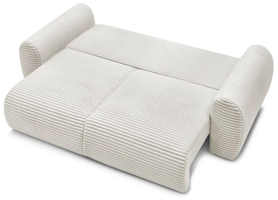 Canapea crem extensibilă cu tapițerie din catifea reiată 257 cm Lucien – Bobochic Paris