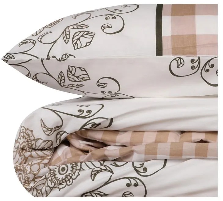 Lenjerie de pat albă-roz din bumbac ranforcé pentru pat de o persoană 140x200 cm Nazenin – Mijolnir