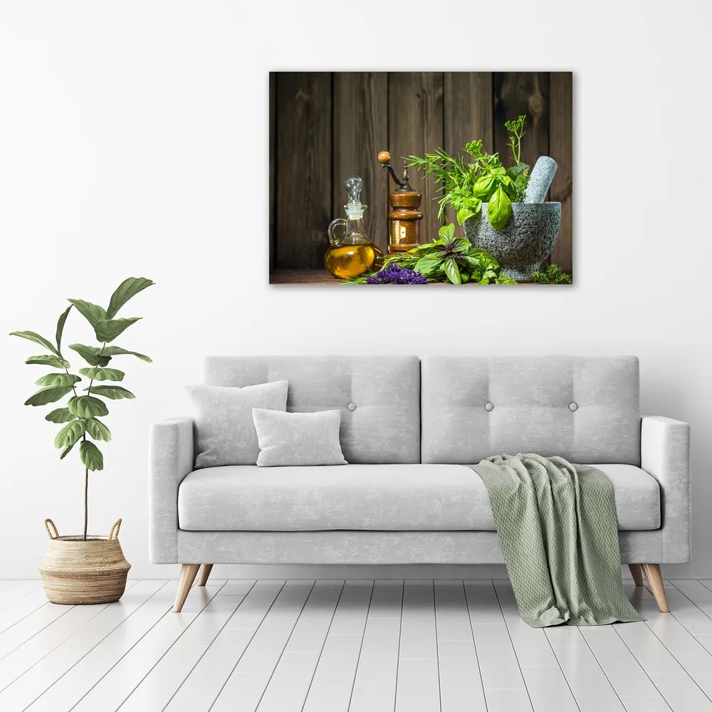 Tablou canvas Ierburi într-un mojar