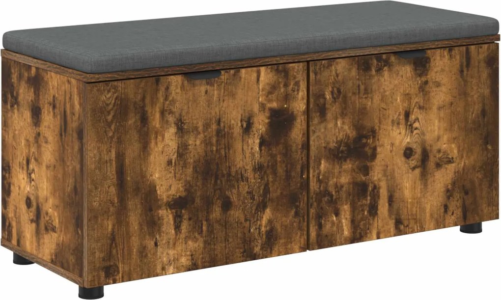 vidaXL Bancă pentru hol cu pernă cu ușă Stejar Afumat 100 x 38 x 46 cm