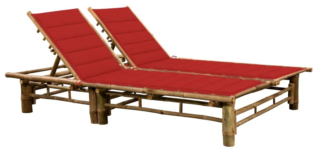 vidaXL Șezlong de 2 persoane, cu perne, bambus