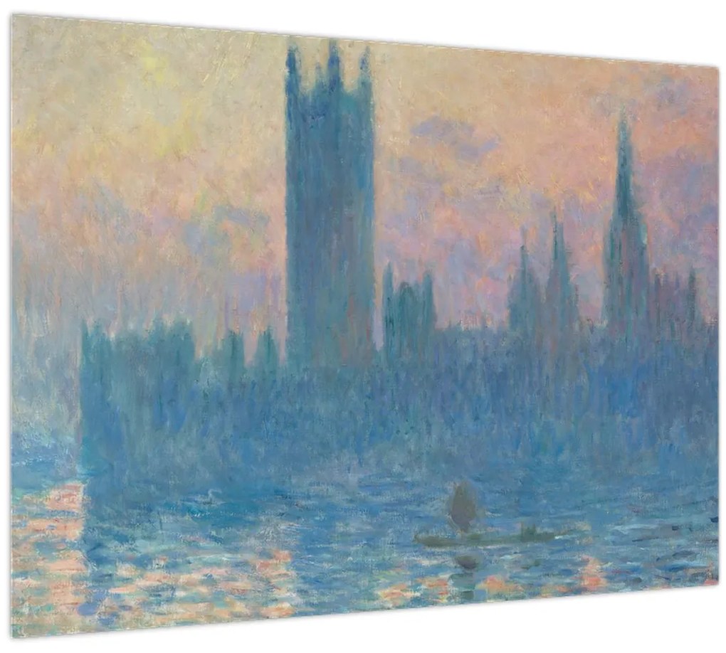 Tablou pe sticlă - Claude Monet, The Houses of Parliament, Sunset, reproducere (70x50 cm)