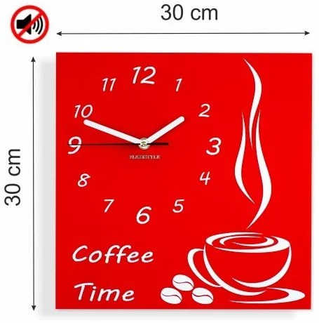 Ceas de perete Coffee Time Roșu