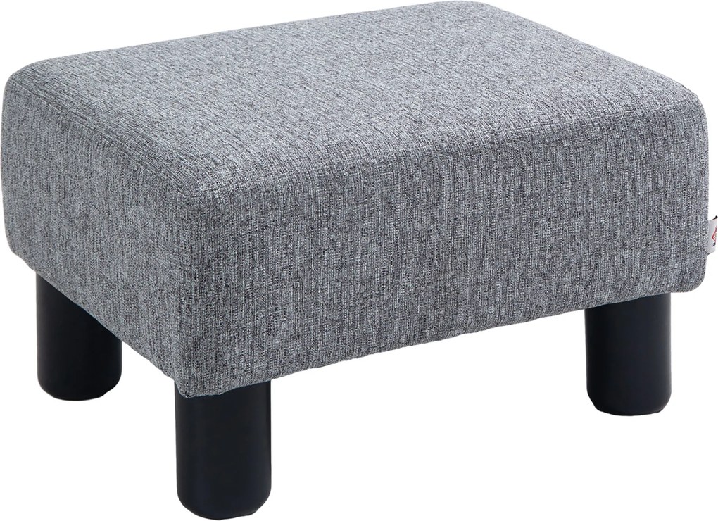 HOMCOM Otoman Stofă, Scaun Dreptunghiular Mic, Căptușit, pentru Living, 40x30x24cm, Gri | Aosom Romania