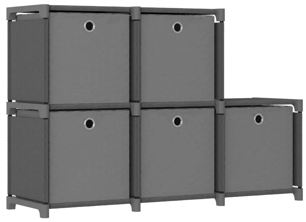 322605 vidaXL Raft 5 cuburi cu cutii, gri, 103x30x72,5 cm, material textil