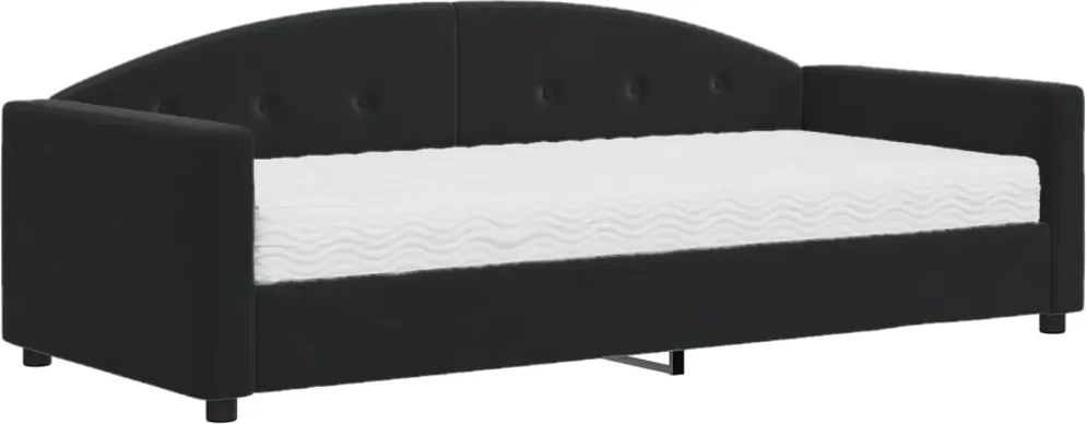 vidaXL Pat de zi cu saltea, negru, 90x190 cm, catifea