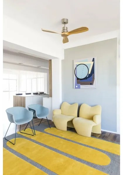 Ventilator de tavan FARO 33509DC MINI LANTAU crom/lemn d. 107 cm + telecomandă