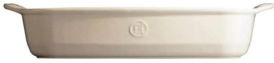 Vas dreptunghiular de ceramică pentru copt Emile Henry Ultime, 42,5 x 28 cm, crem