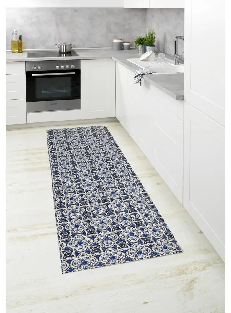 Covoraș de baie alb/albastru din plastic 65x200 cm Murcia – Wenko