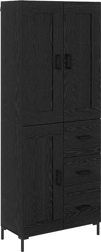 vidaXL Bufet cu sertar 2 pcs Stejar Negru Lemn compozit