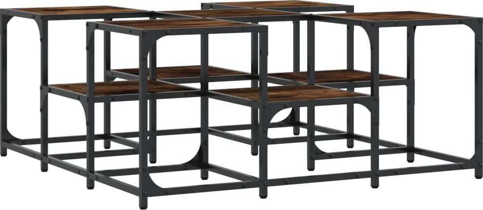 vidaXL Măsuță de cafea, stejar fumuriu, 91x91x40 cm, lemn prelucrat