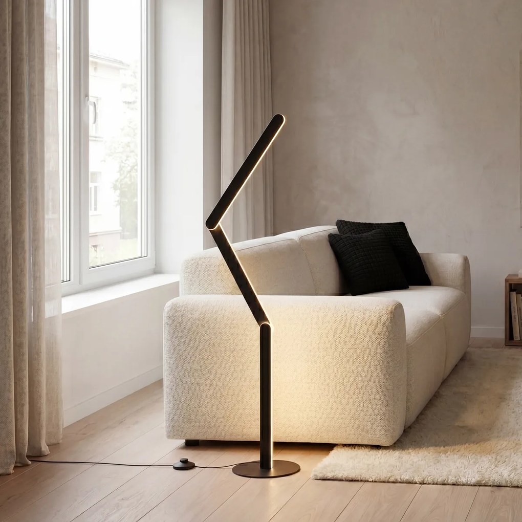 Lampă de podea de design neagră incl. LED cu 3 trepte de intensitate luminoasă - Gate