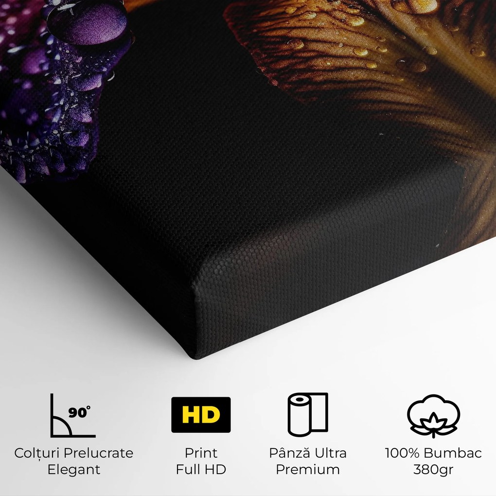 Tablou Canvas, 80x160cm, Dormitor si Living, Flori, Iris, Dark Iris After Rain
