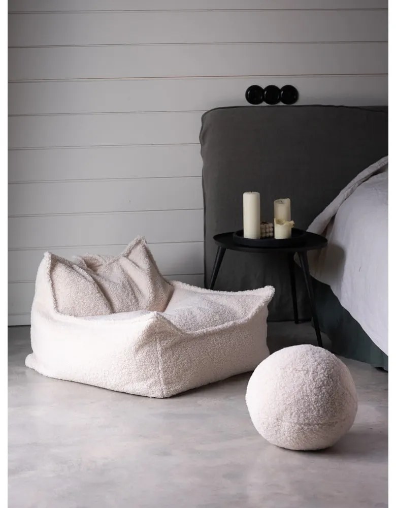 Fotoliu puf pentru copii crem cu tapițerie din țesătură bouclé Chair – Wigiwama
