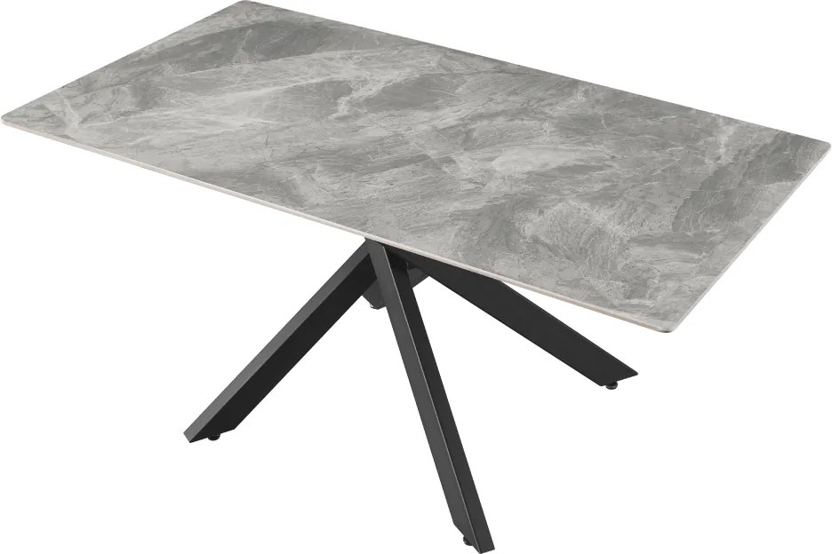 Masă dining, gri deschis/neagră, 160x90 cm, ZENOS