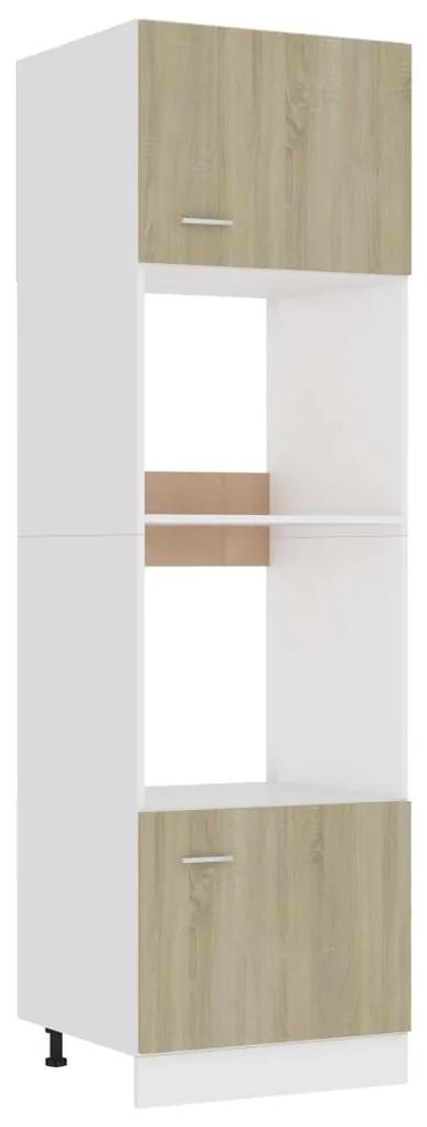 802549 vidaXL Dulap cuptor microunde, stejar Sonoma, 60 x 57 x 207 cm, PAL