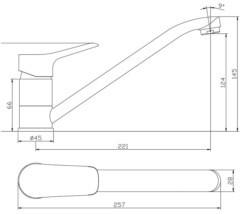 Baterie Bucatarie Sanobi Lotus, pipa lunga, Argintiu, cartus ceramic D 35 mm