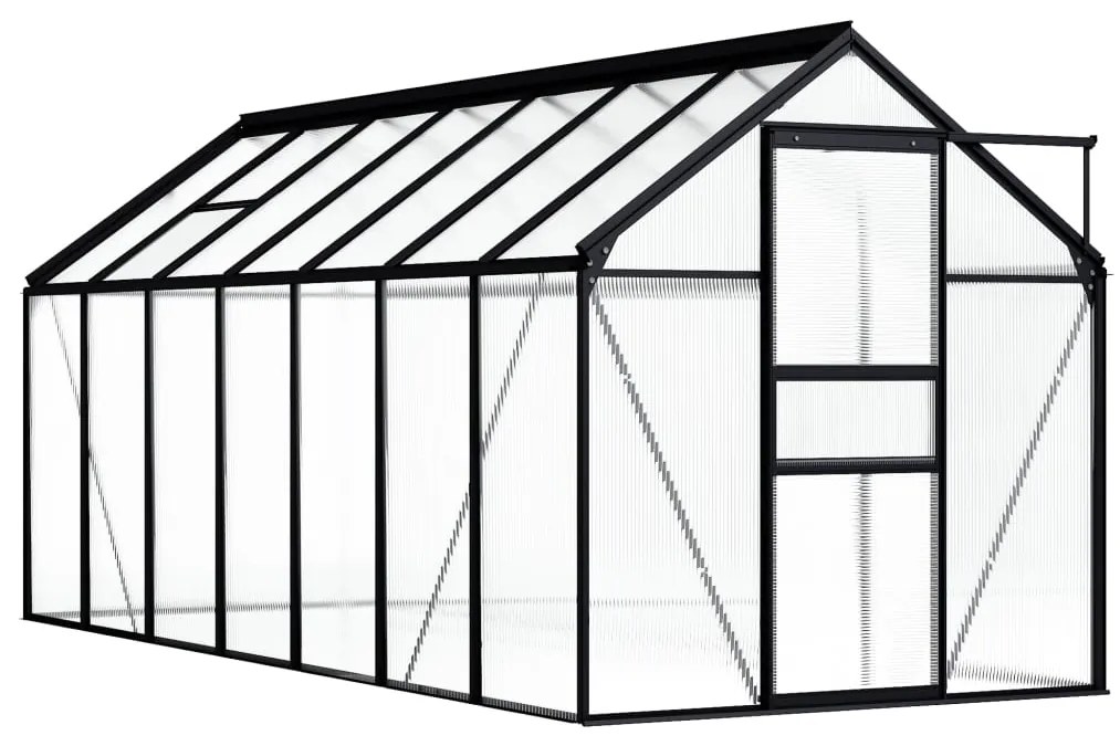 vidaXL Seră, antracit, 8,17 m², aluminiu