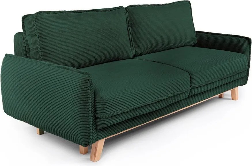 Canapea verde-închis extensibilă/cu spațiu de depozitare cu tapițerie din catifea reiată 218 cm Tori – Bonami Selection