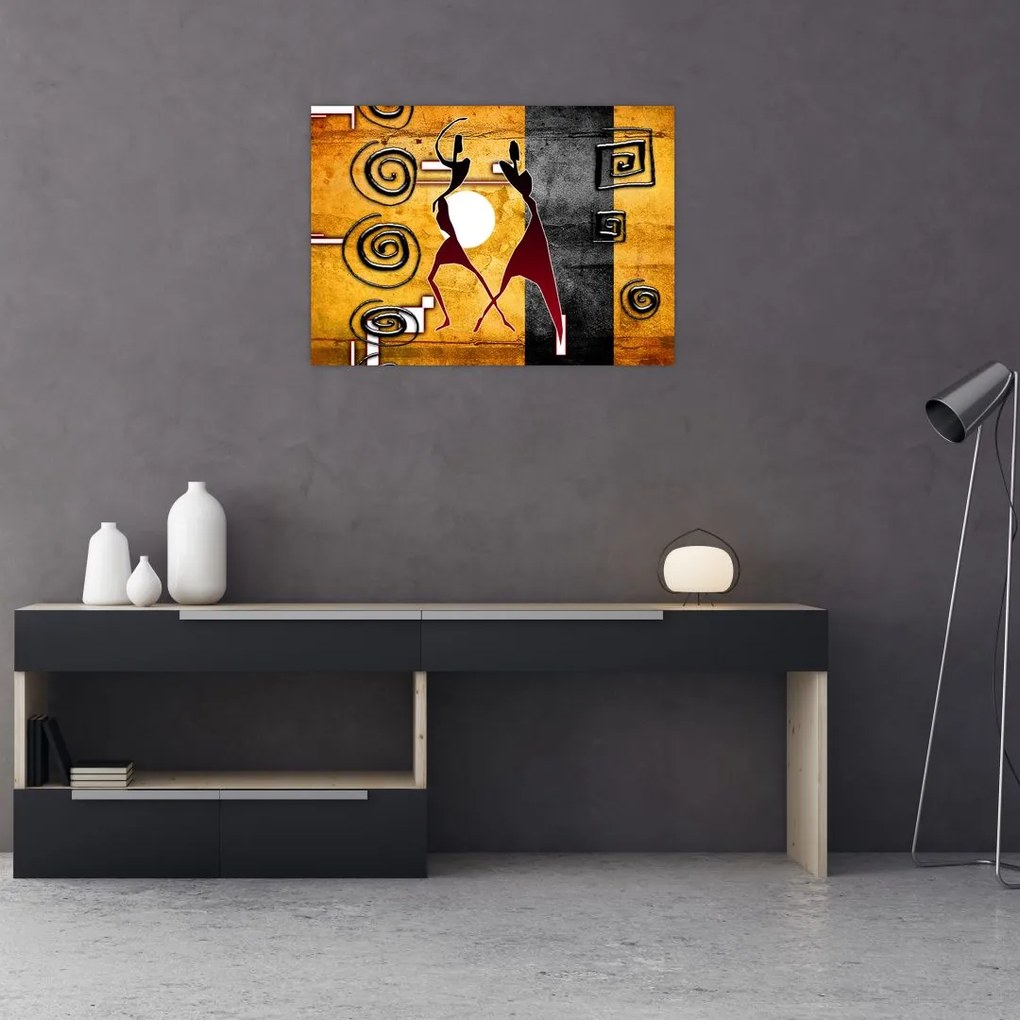 Tablou pe sticlă - Pictură străveche (70x50 cm)