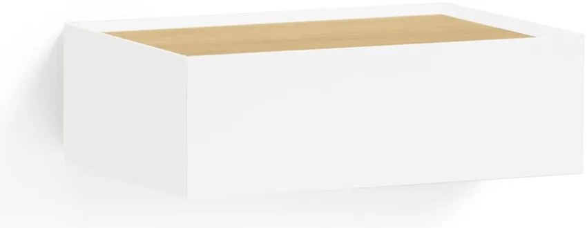 Noptieră albă suspendată cu blat cu aspect de lemn de stejar Arista – Teulat