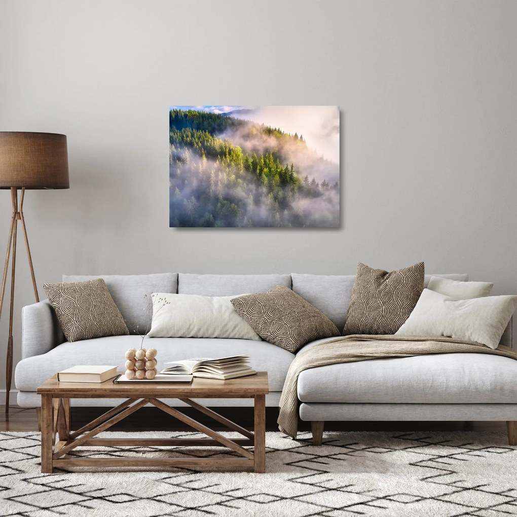 Tablou pe sticlă peisajului montan (70x50 cm)