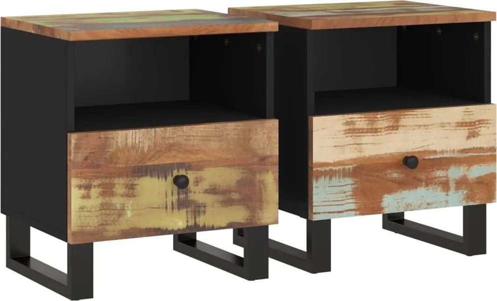 vidaXL Noptiere, 2 buc., lemn masiv reciclat și lemn prelucrat