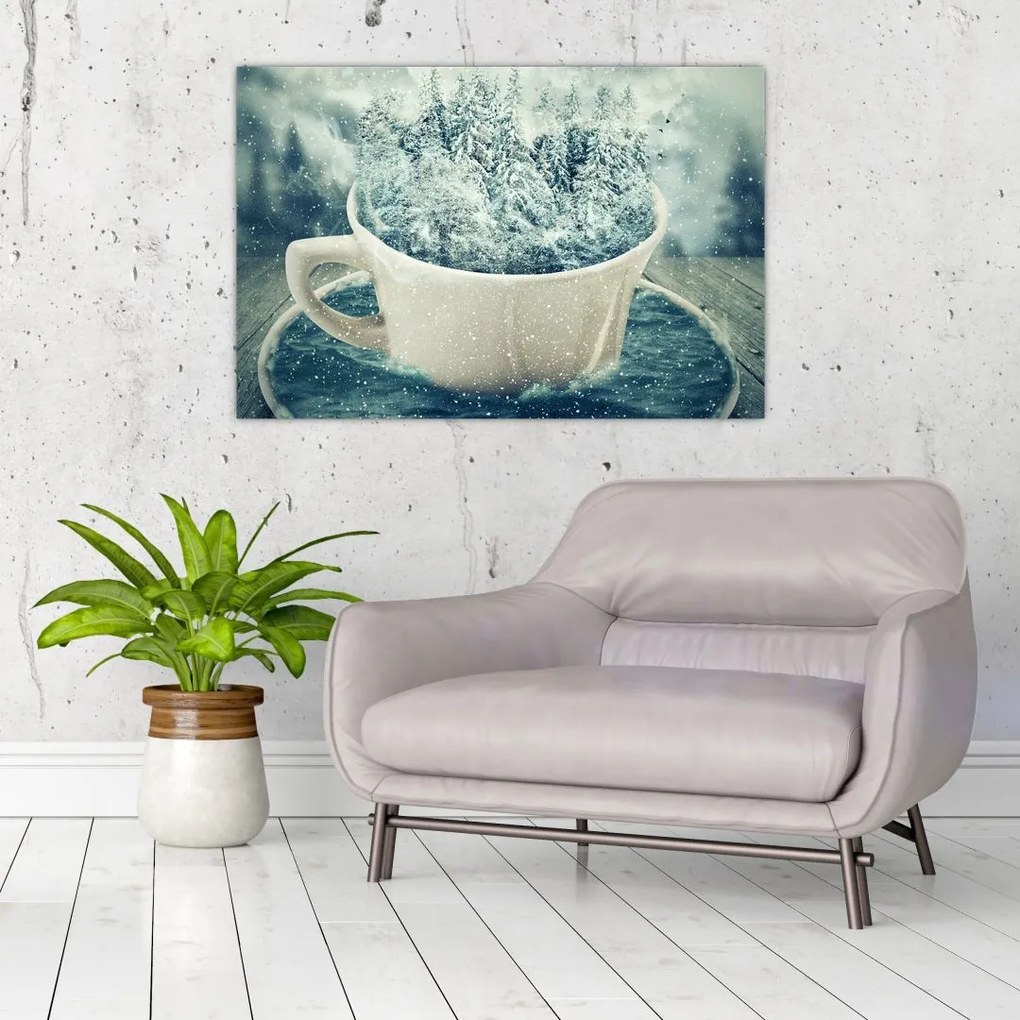 Tablou - Lumea de iarnă într-o căniță (90x60 cm)