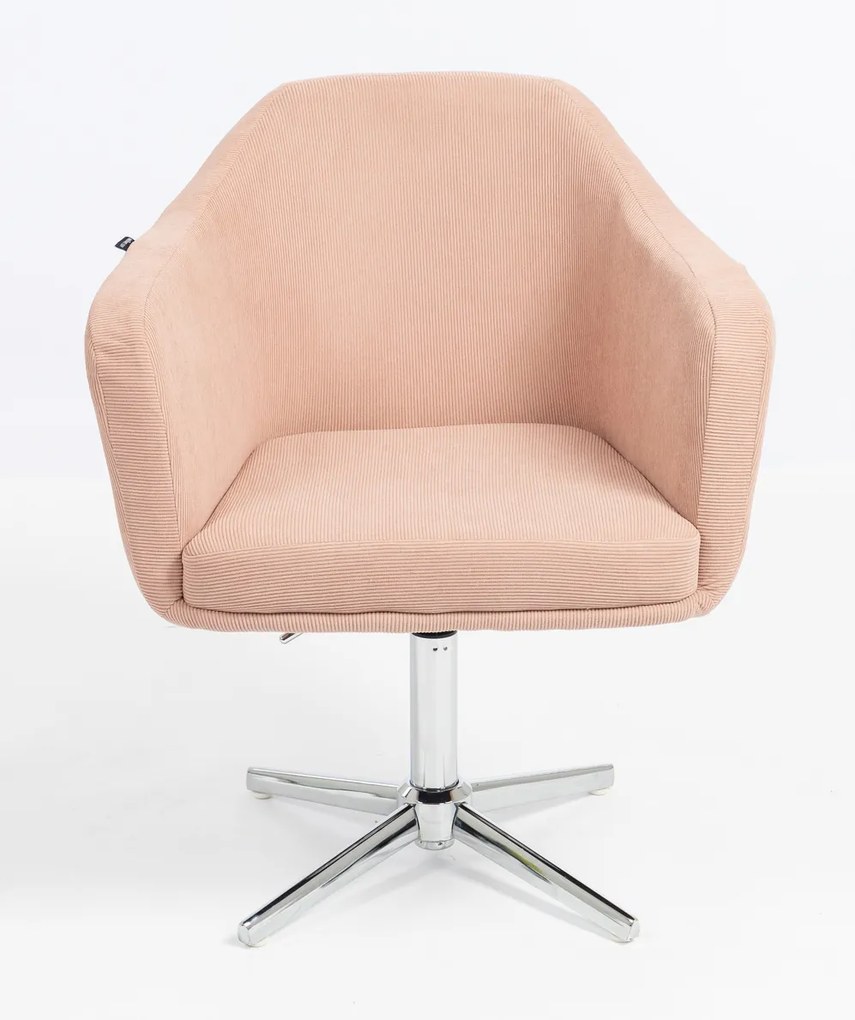 HR832CROSS Scaun Catifea Reiată Premium culoare Roz prăfuit Litchi cu Bază Cromata