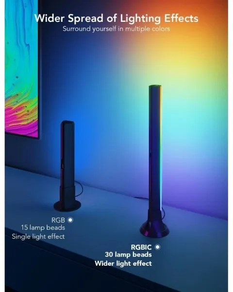 Govee - Panou SMART LED RGBIC 38 cm pentru TV 43-75" - set de 2 bucăți Wi-Fi