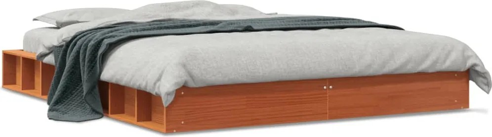 vidaXL Cadru de pat fără saltea, maro ceruit 150x200 cm lemn masiv pin