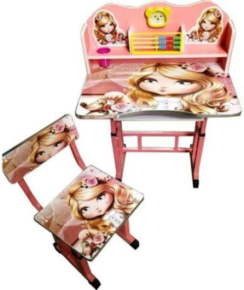Birou copii din MDF cu jucarii interactive, Roz Princess